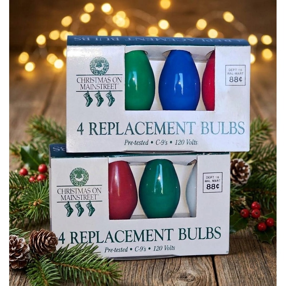 New Vintage Christmas on Mainstreet C9 Replacement Lights Bulbs 8ct Multi Opaque